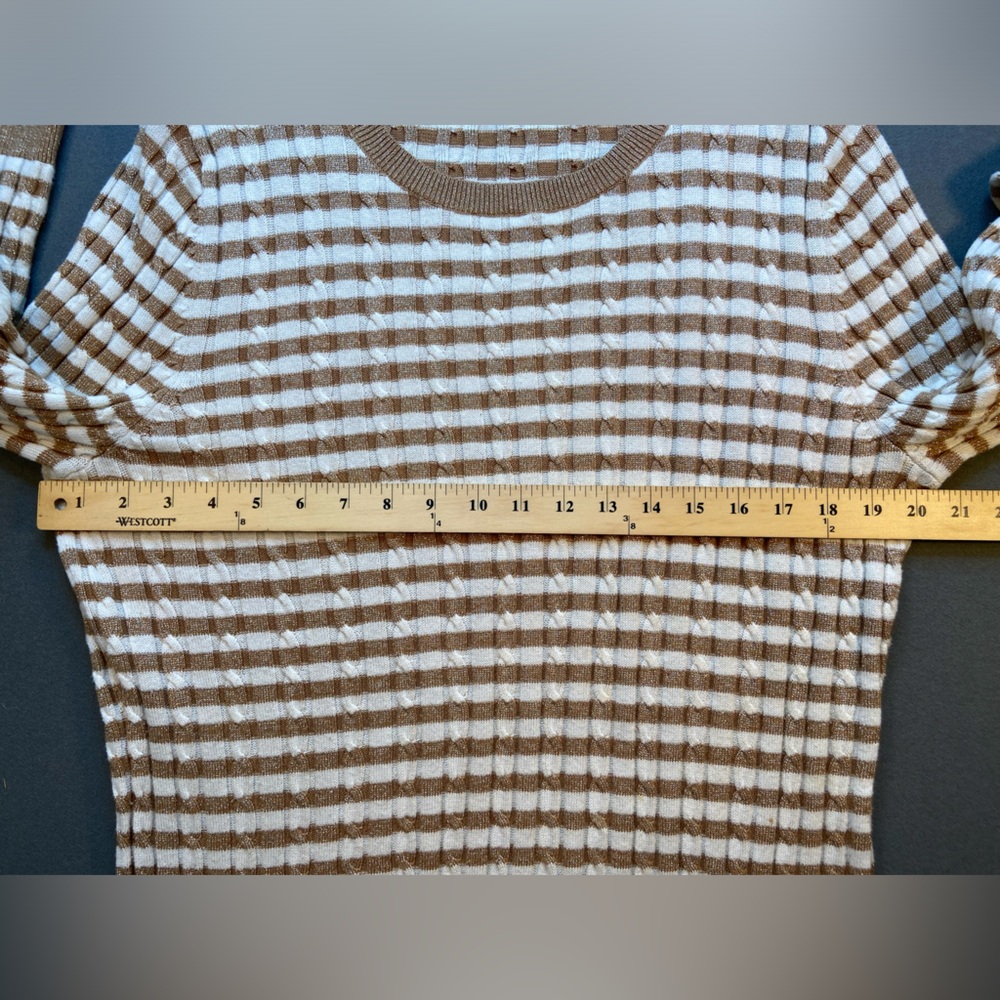 Talbots‎ striped crew neck sweater, Gold and White, long sleeve, Size L - Picture 4 of 6